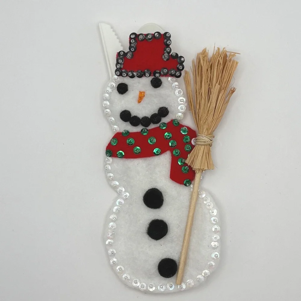 10 Handmade Felt Snowman Silverware Holders Christmas Table Decor Ornaments‎
